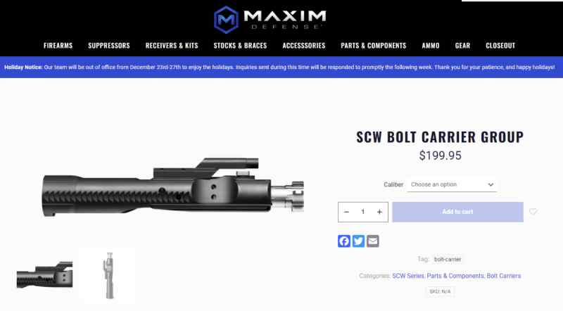 MAXIM DEFENSE SWC BCG