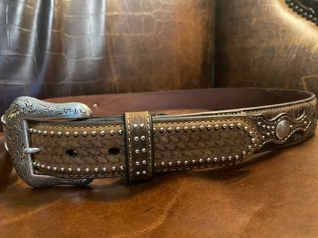 Nocona western leather ostrich belt Men 38 NEW  