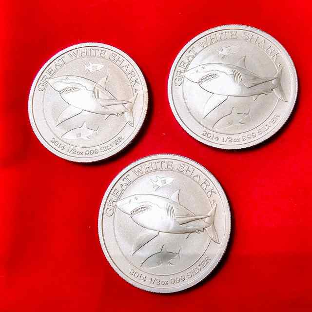 1/2 Oz Fine Silver Great White Shark coins!