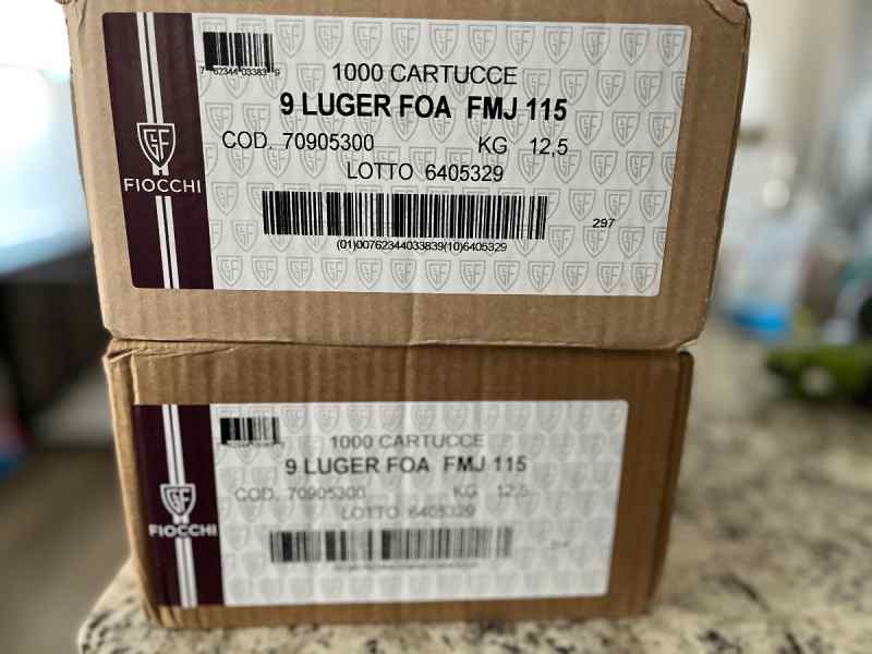 1k rd case of fiocchi 115 grain fmj $200 firm 