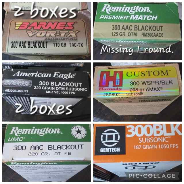 Lot(8 boxes)of 300 Blackout Factory ammo.