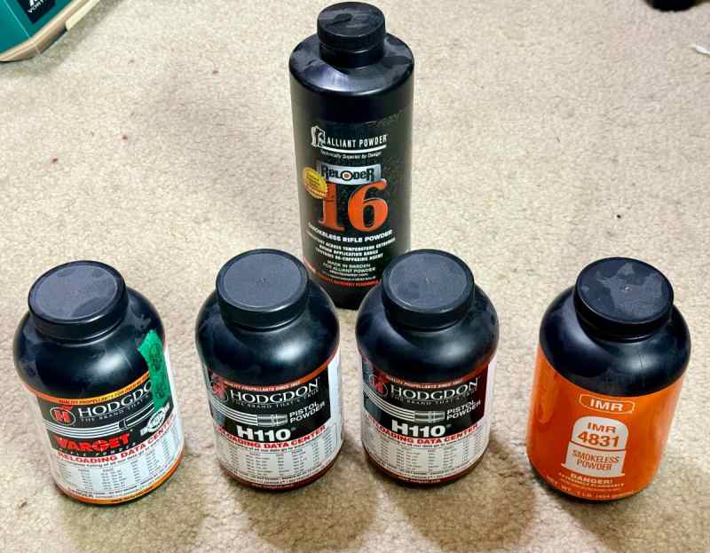 Alliant Reloder 16, Hodgdon Varget &amp; H110, IMR4831