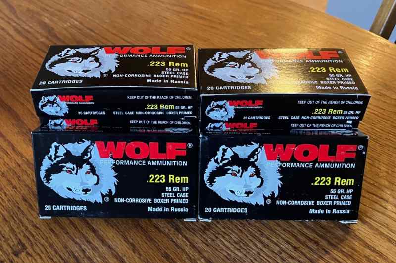 Wolf 223 55gr FMJ ammo 