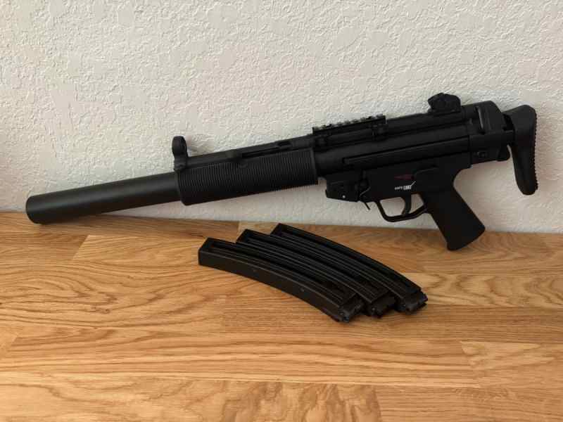 Walther HK MP5 SD 22LR Rifle, 3 Mags, Pic Rail