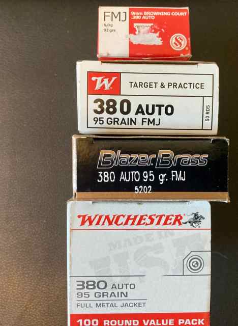 380 ACP FMJ Winchester, L&amp;B and Blazer