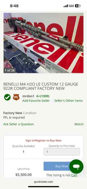 Benelli M4 H2O custom. WTT for running vehicle
