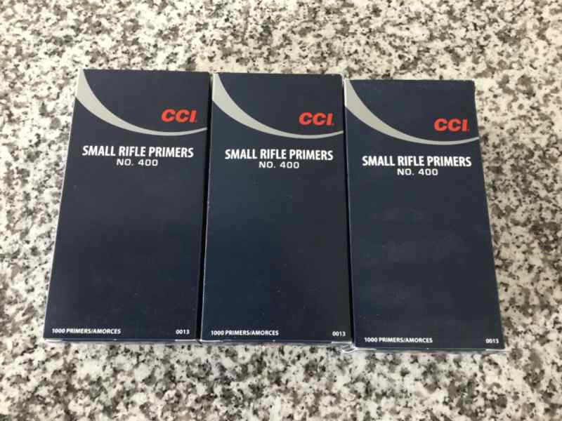 CCI Small Rifle Primers No. 400 (3 boxes of 1000)