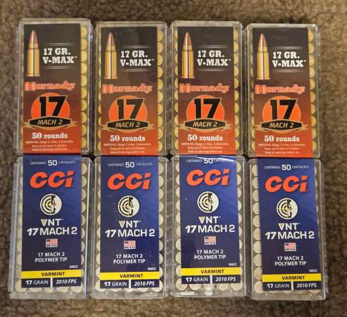 8 Boxes of 17 Mach 2 ammo
