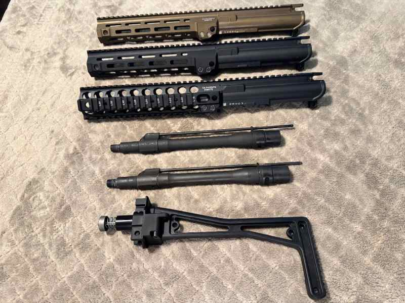 LMT uppers, 10.5” barrels, B&amp;T APC9 Skeleton Stock