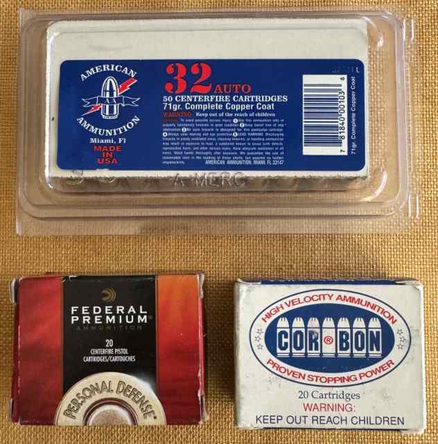 Corbon, Federal &amp; American 32acp ammunition 