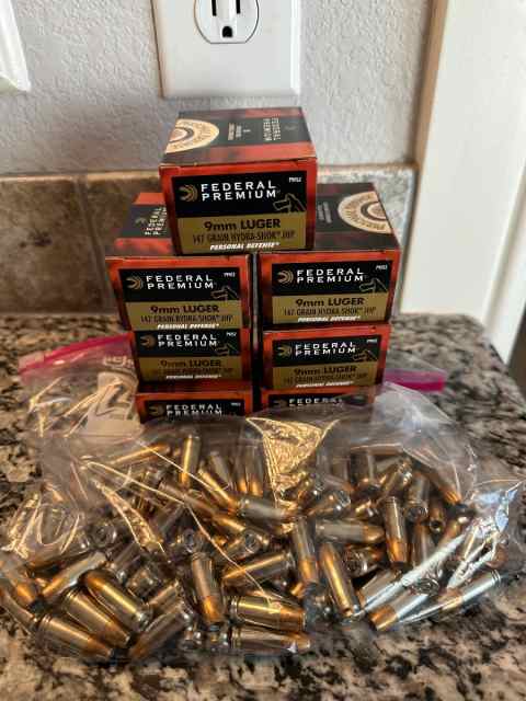 146gr 9mm Federal hydrashok ammo 260rds