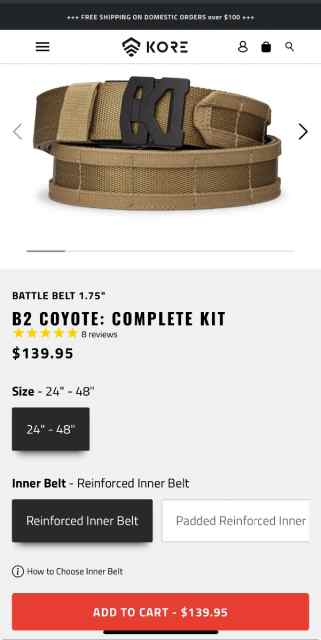 Kore Essentials Coyote Battle Belt