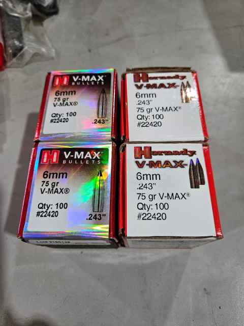 Hornady V Max 6mm, 75 grain projectiles 