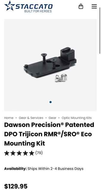 Staccato RMR/SRO ADAPTER PLATE