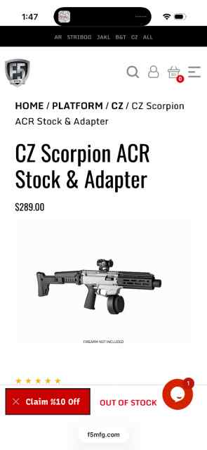 CZ scorpion ACR Folding Stock