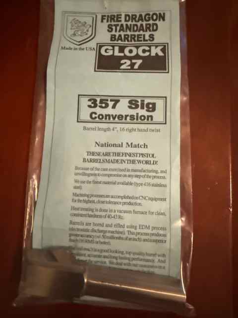 Glock 27 EFK Fire Dragon 357 Sig Barrel