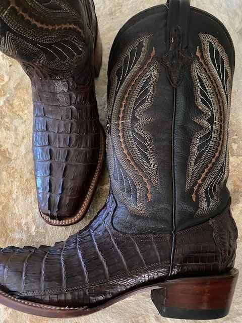 Genuine Caiman Crocodile Hornback 10 D Men Boots 